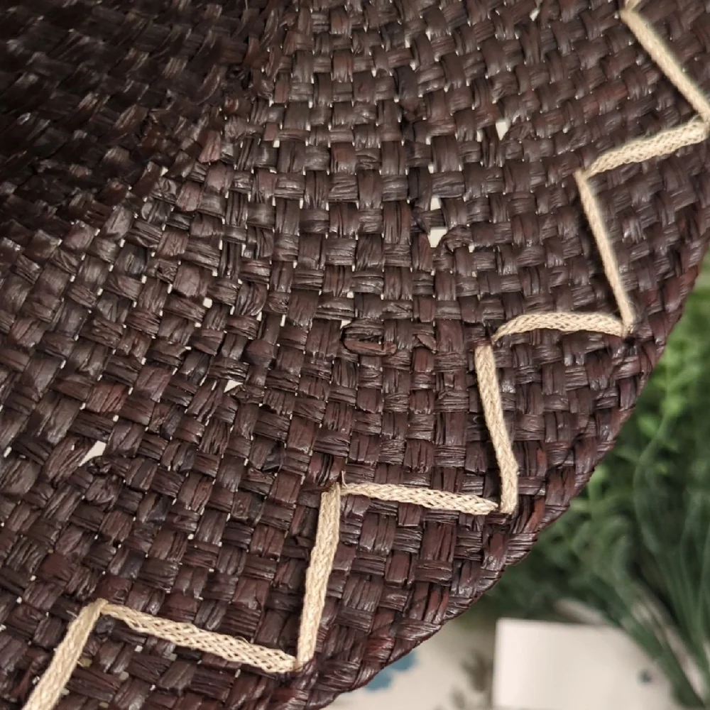 Brixton Dark Brown Woven Hat with Cream Zigzag Accent